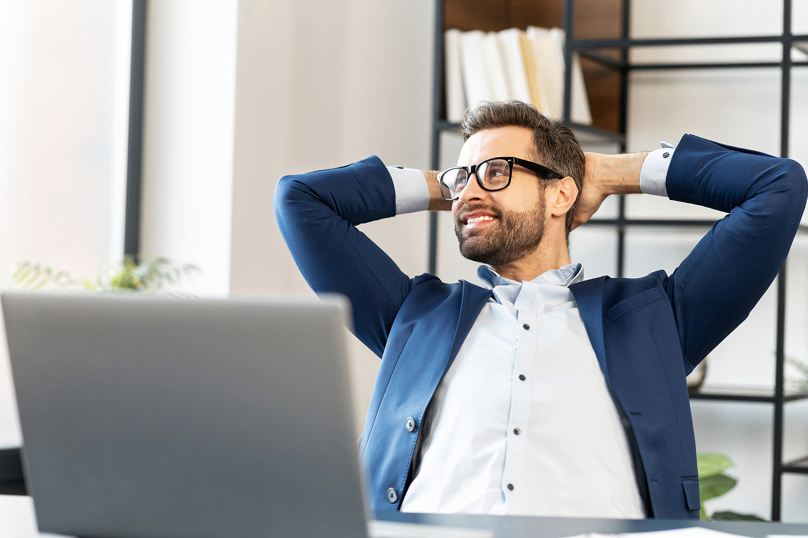 a man in a comfortable office environment